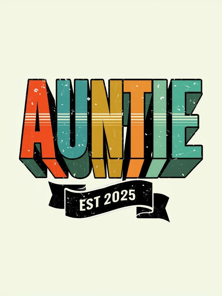 Colorful Vintage Auntie Typography Design T-Shirt