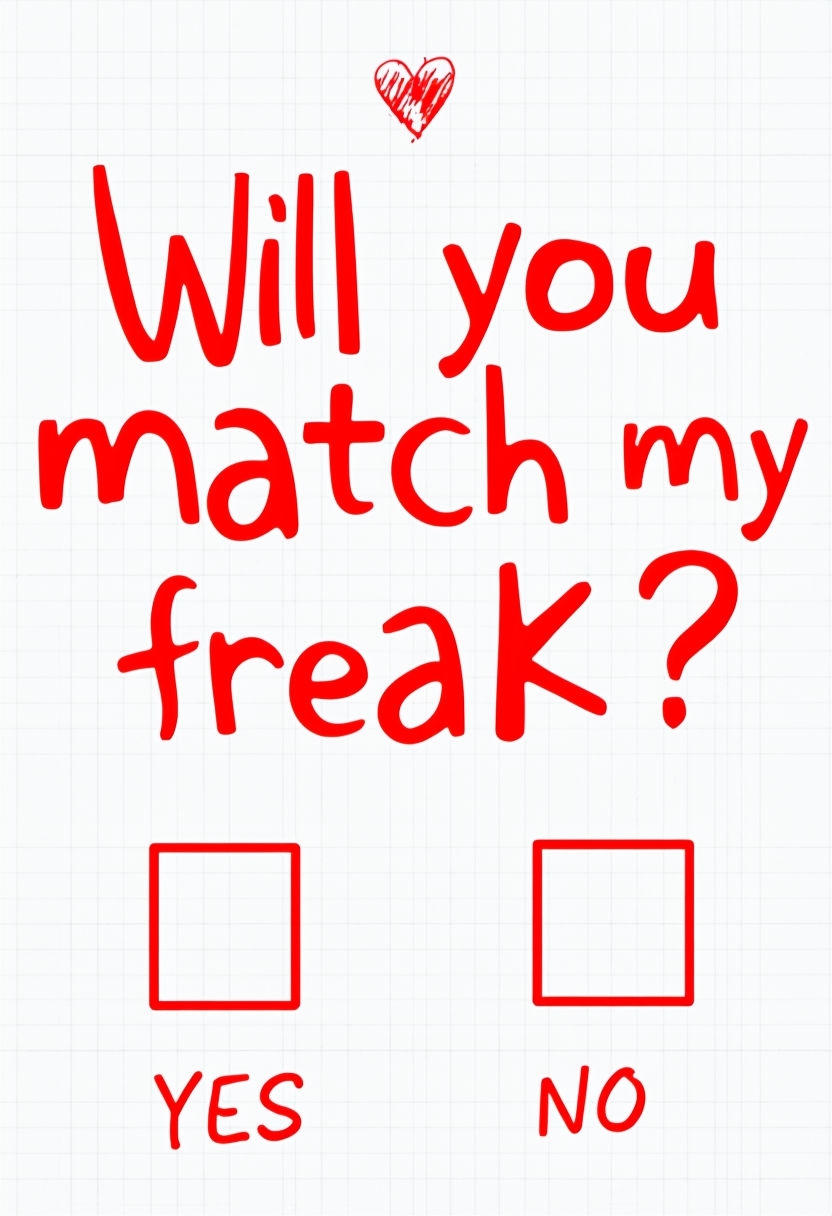 Playful Handwritten 'Will You Match My Freak?' Invitation Card