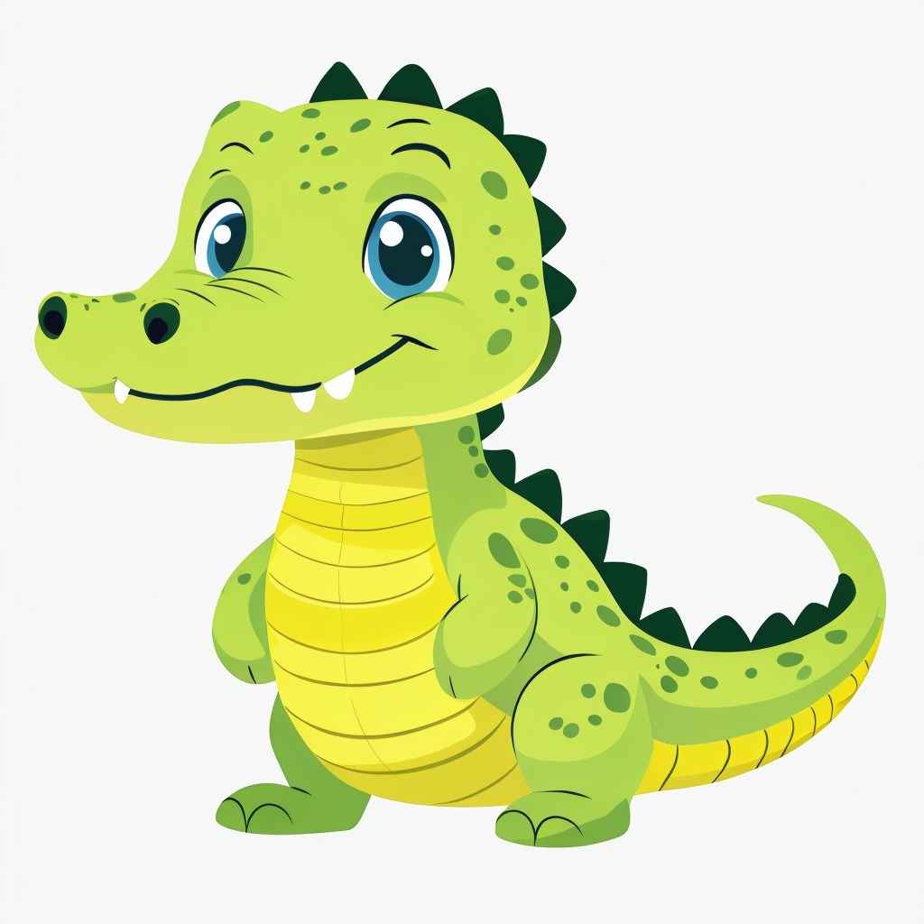 Cheerful Cartoon Baby Alligator Illustration Art