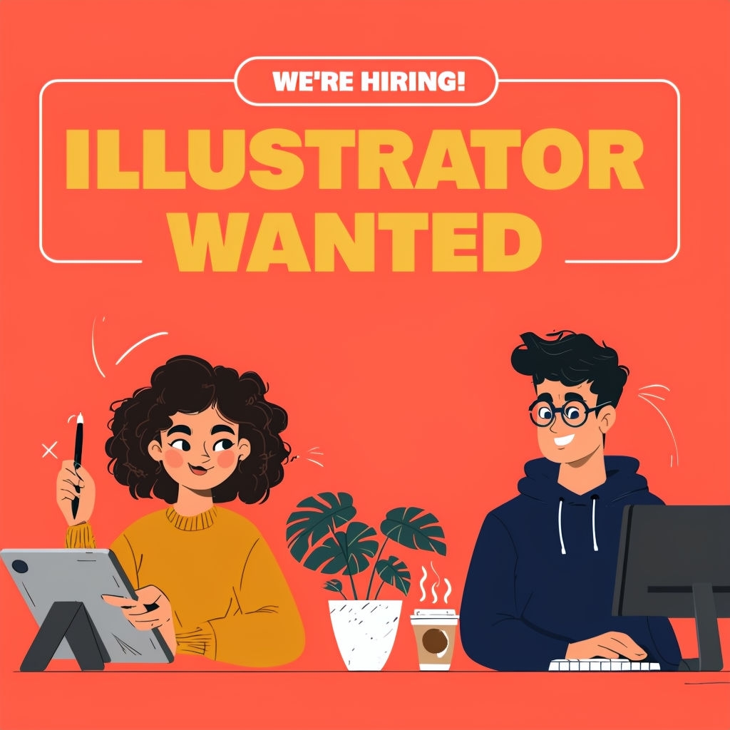 Cheerful Cartoon Job Advertisement for Illustrator Social Media Post