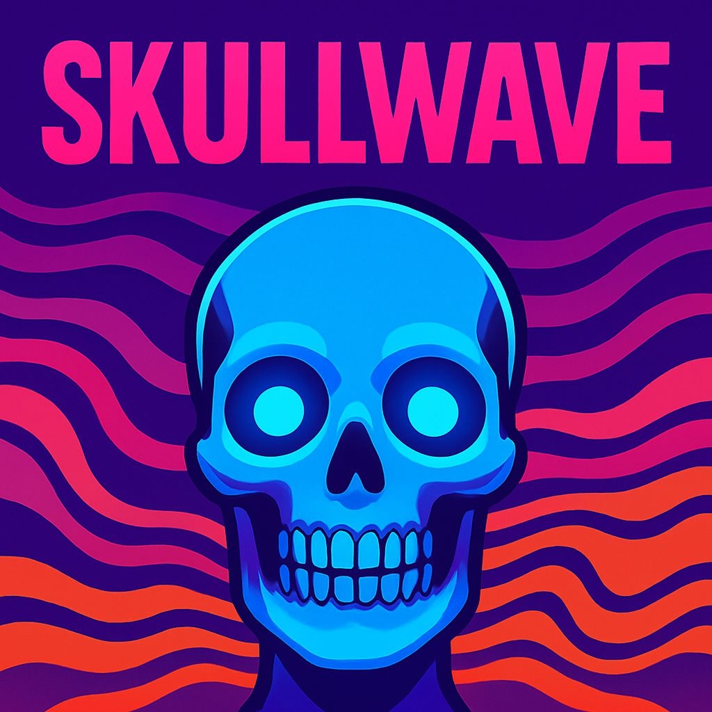 Vibrant Neon Skullwave Digital Art for Spotify Album Cover