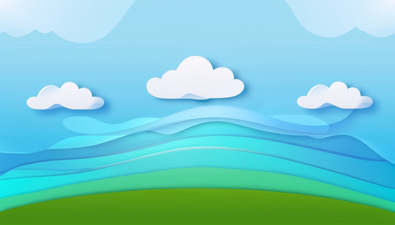 Serene Cartoon Landscape with Sky and Hillside Virtual Background