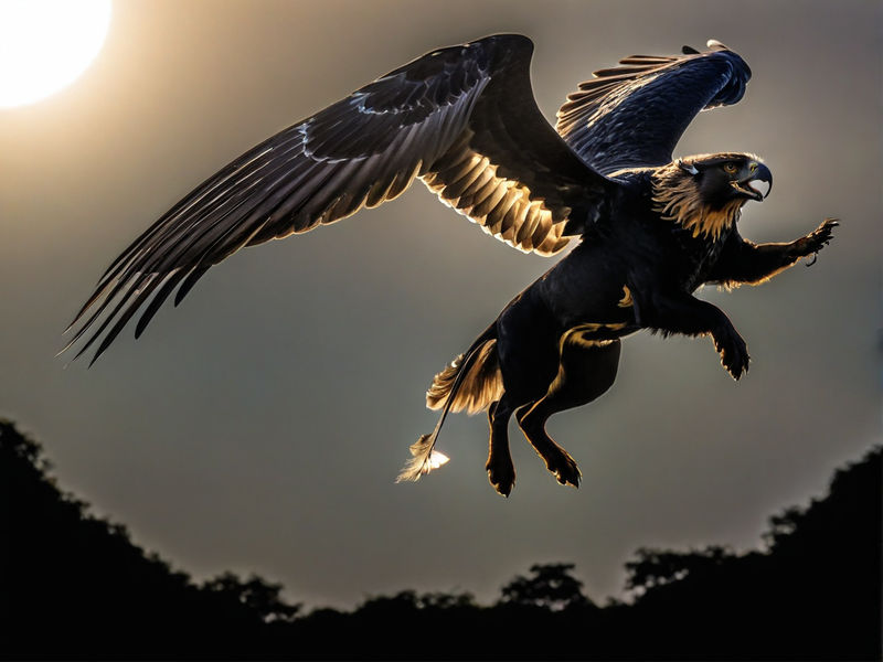 A gryphon flying through the air by Highland Wilderness STABLE and ...