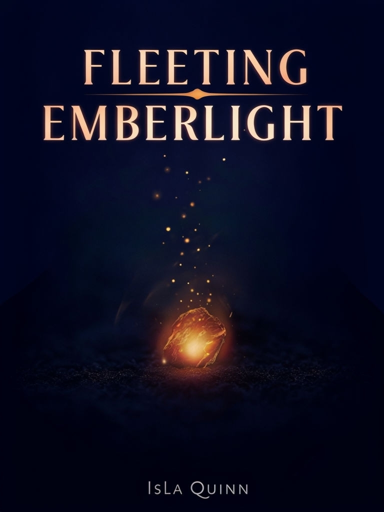 Dramatic Fleeting Emberlight Cover Design with Warm Gold Sparks EBook Cover