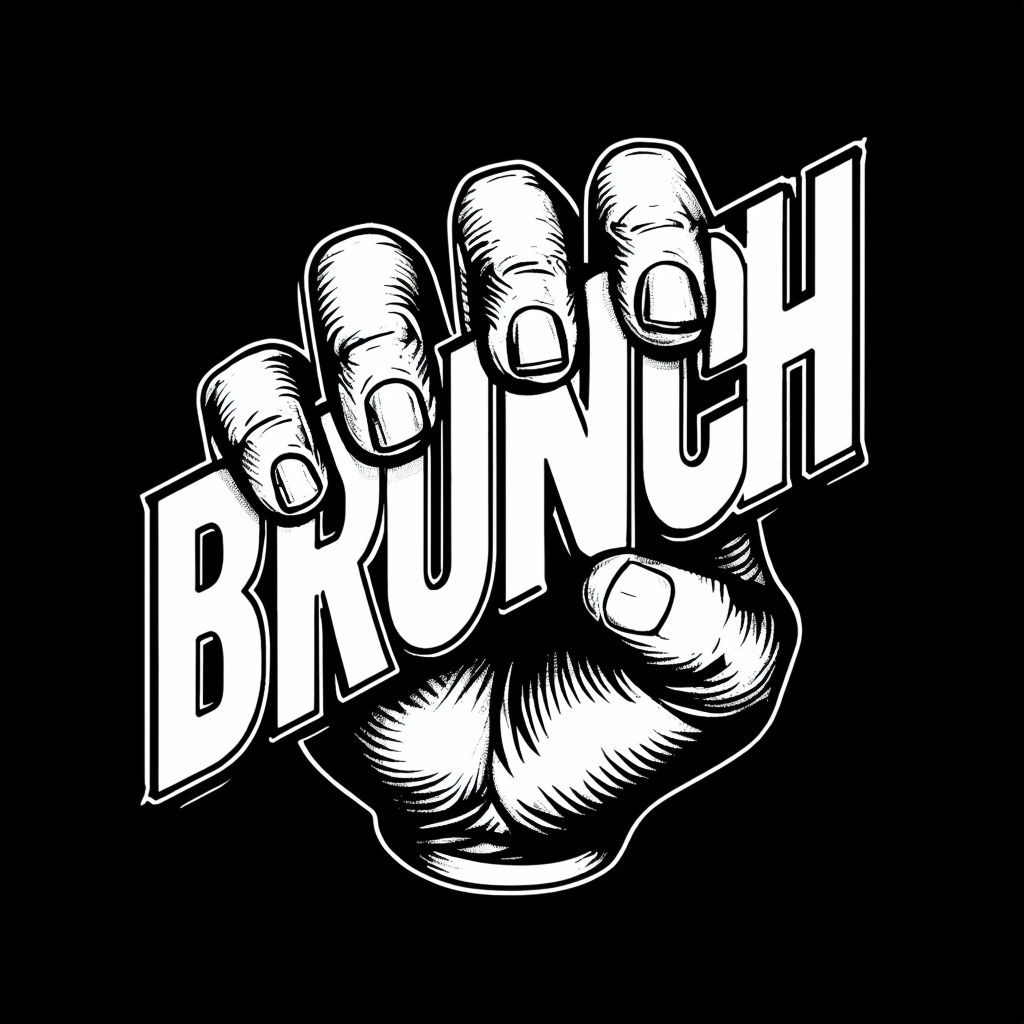 Bold Black and White BRUNCH Hand Grip Graphic Design Logo