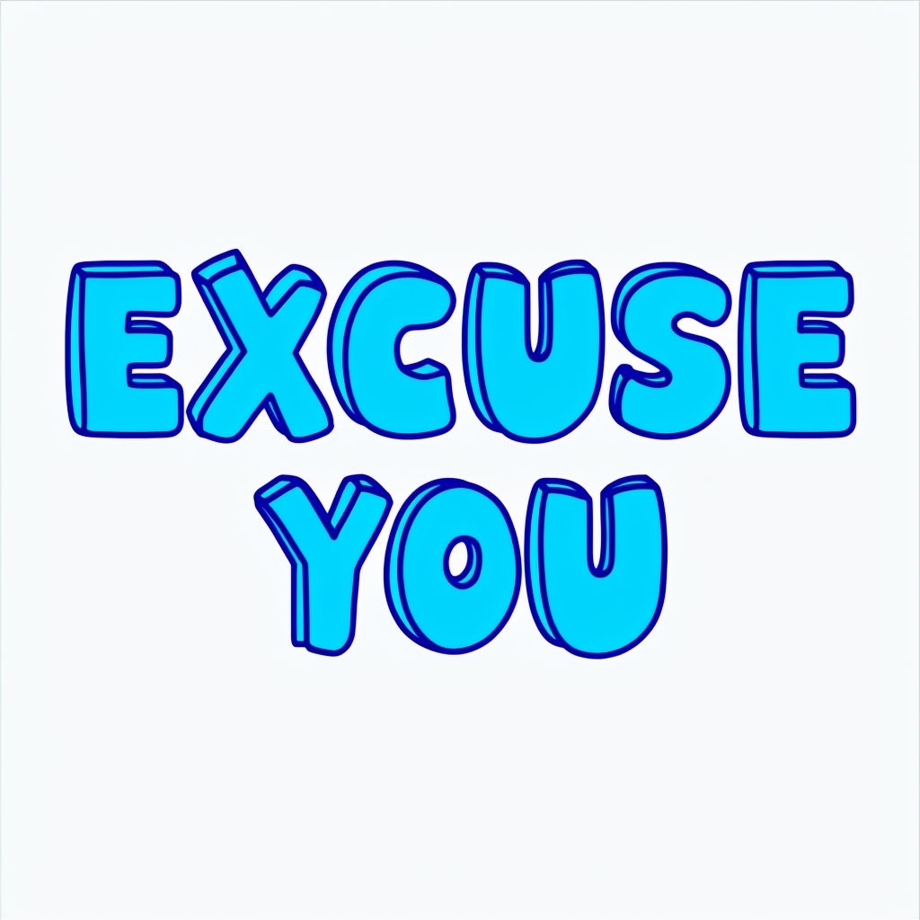 Playful Cartoon "EXCUSE YOU" Text Illustration Sticker