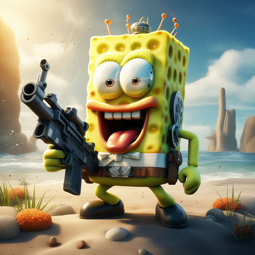 SpongeBob with gun by Love Some Art - Playground