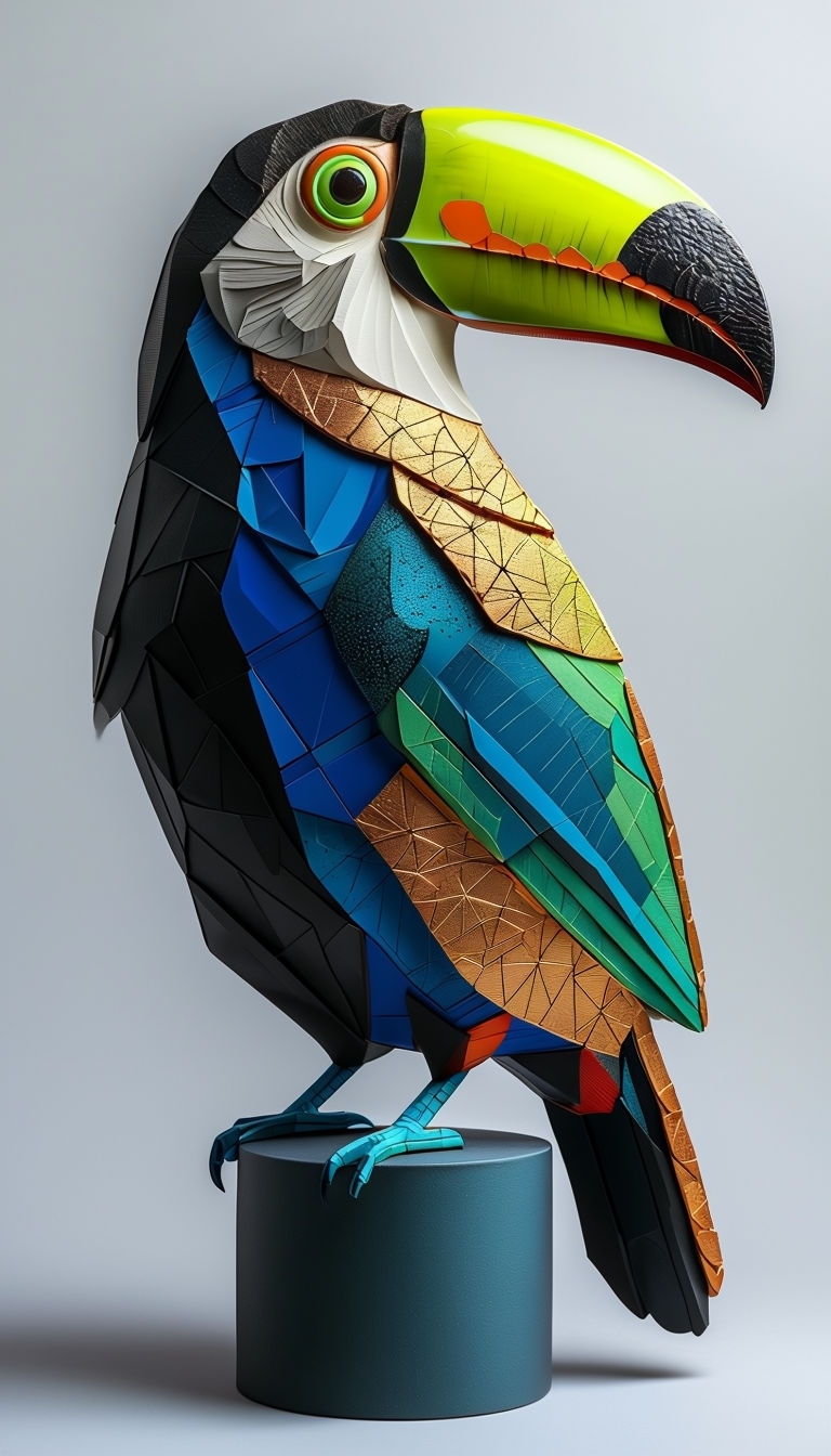 Stylized Toucan Intricate Sculpture Illustration Mobile Wallpaper