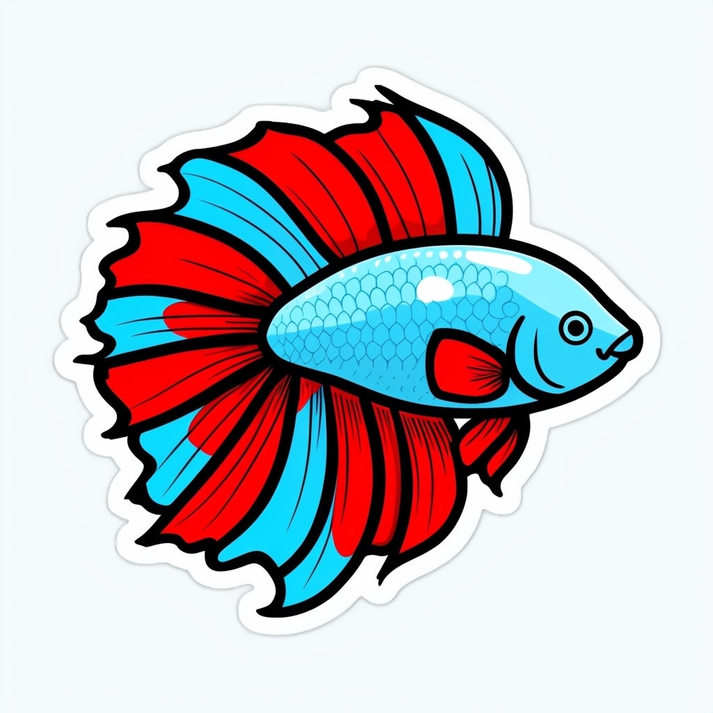 Vibrant Cartoon Betta Fish Illustration Sticker - Playground