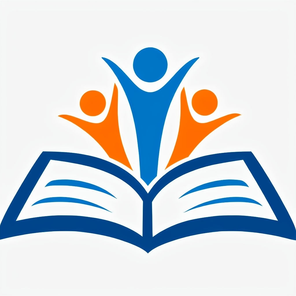 Vibrant Abstract Education Logo with Human Figures and Book