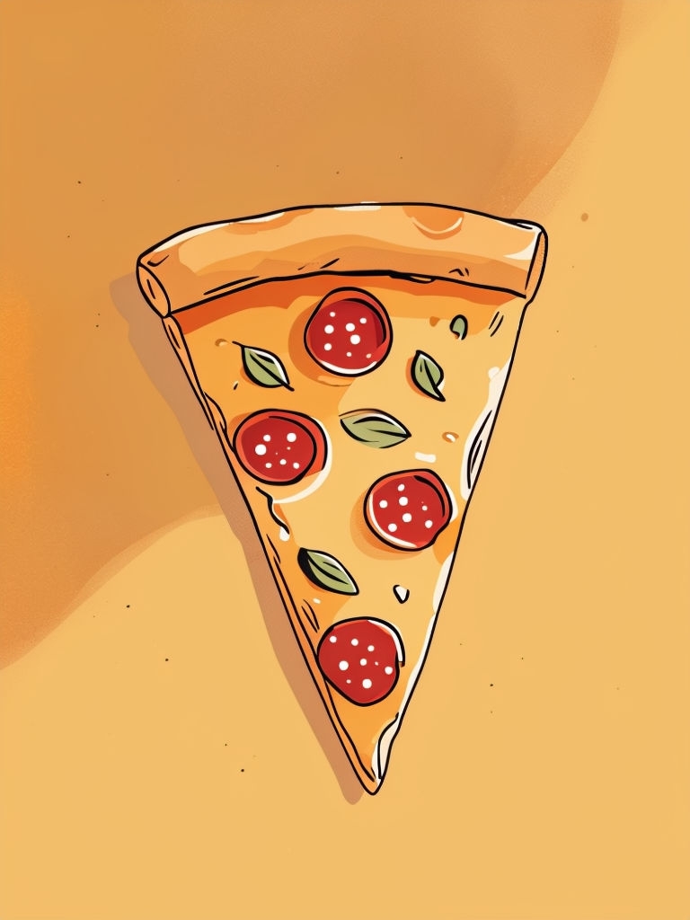 Minimalist Overhead Pizza Slice Illustration Art