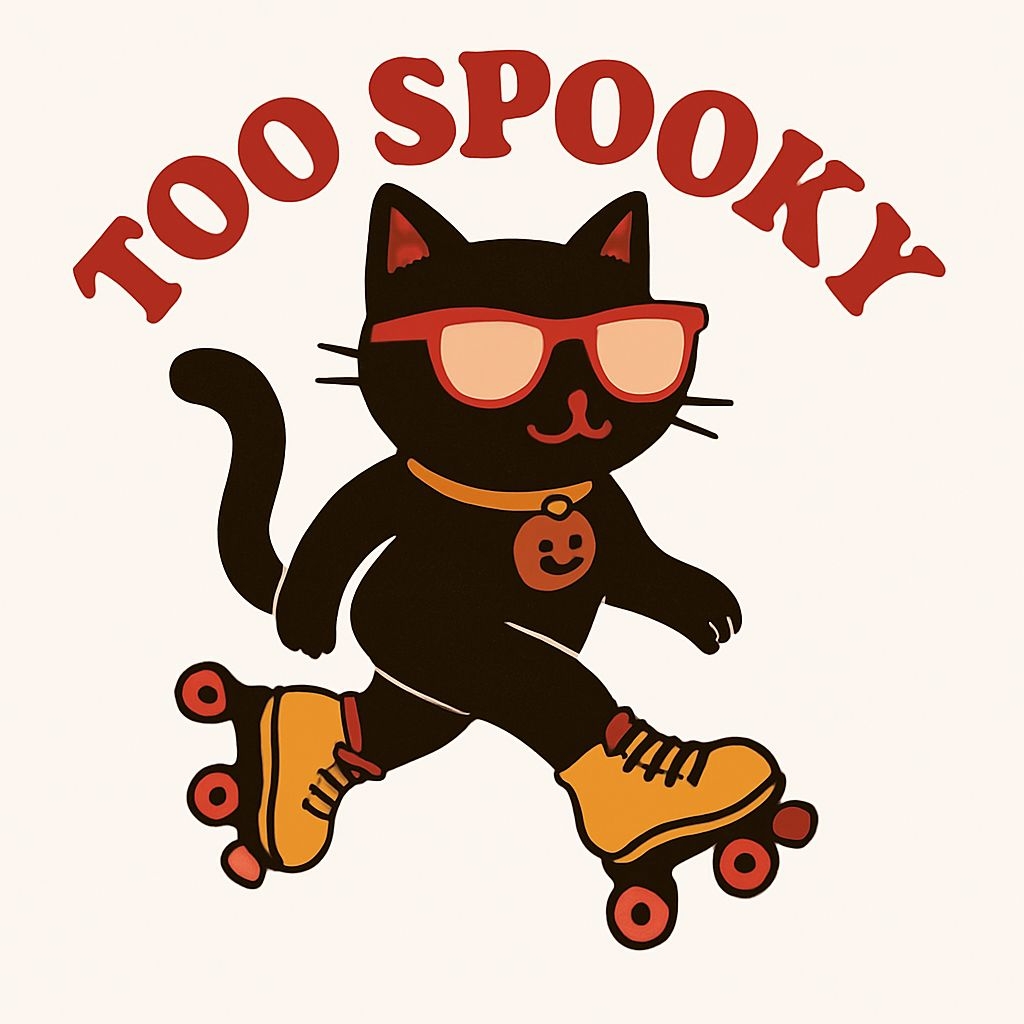 Playful Cartoon Black Cat on Roller Skates Mug
