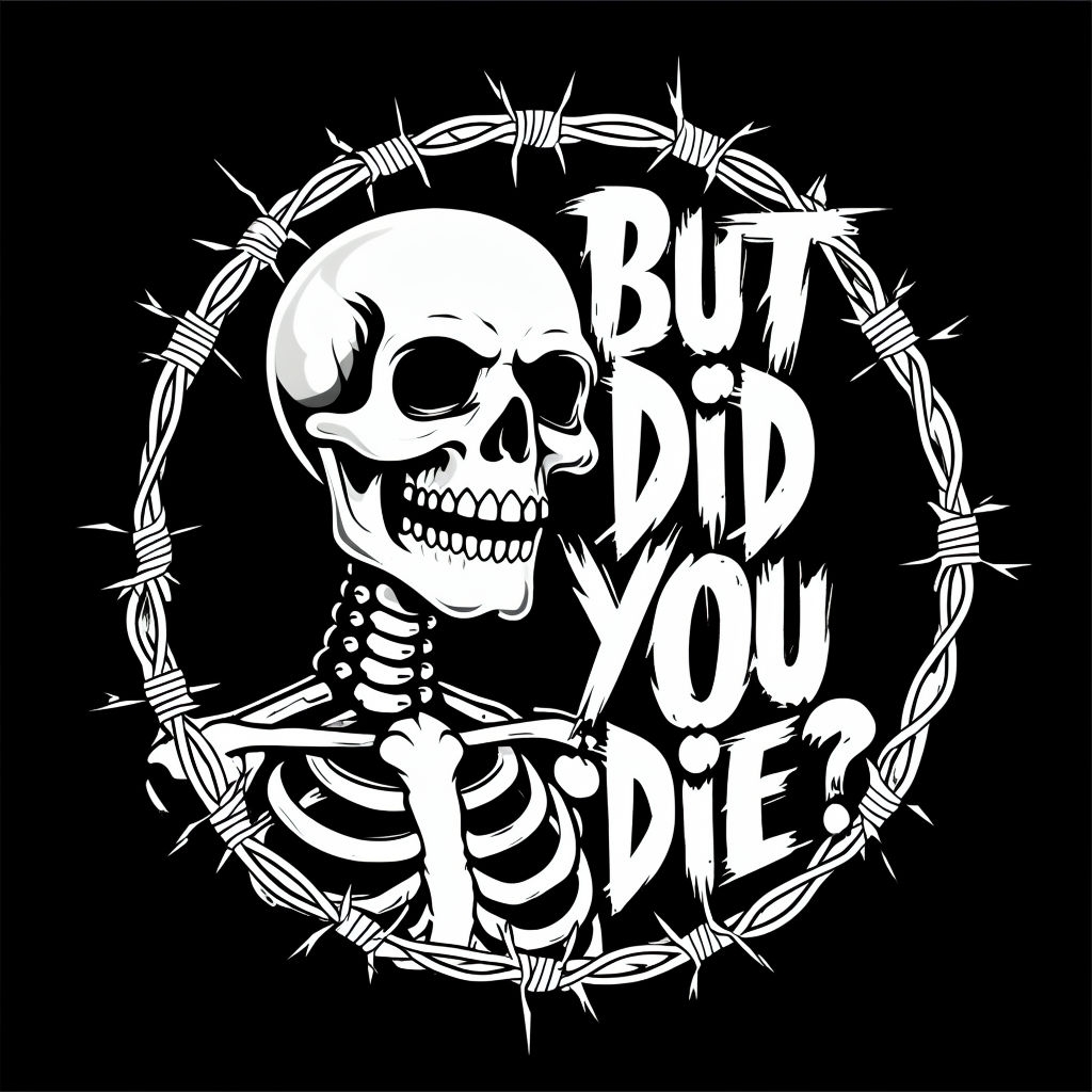 Cartoon Skeleton with Bold 'BUT DID YOU DIE?' Text T-Shirt