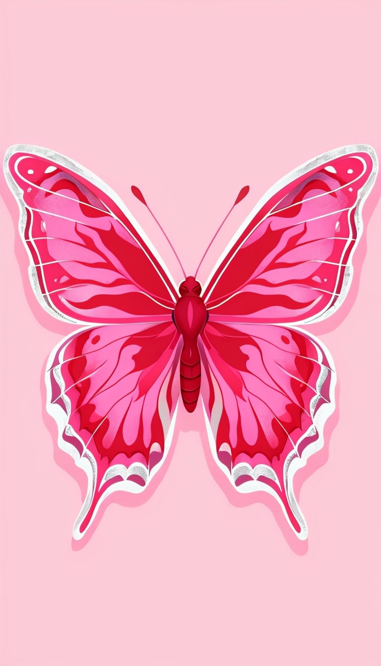 Vibrant Pink and Red Butterfly Illustration Phone Case Cover