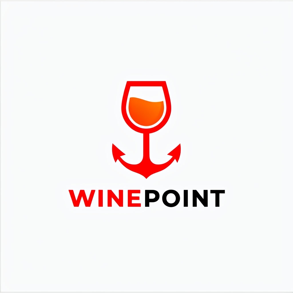 Minimalist Wine Glass Anchor Logo Design for Winepoint Brand