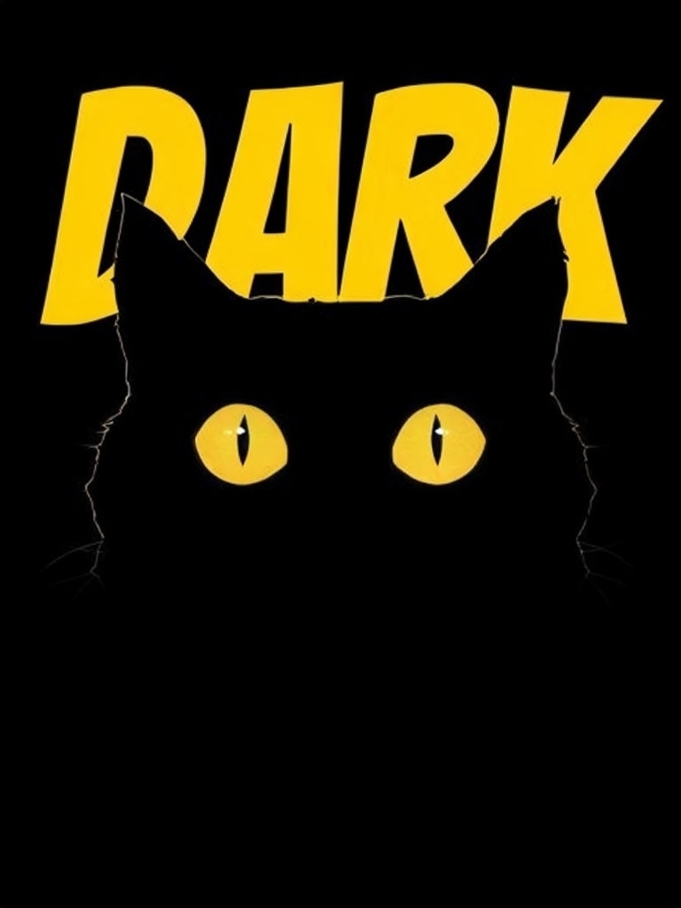 Bold Yellow Dark Cat Silhouette Graphic T-Shirt