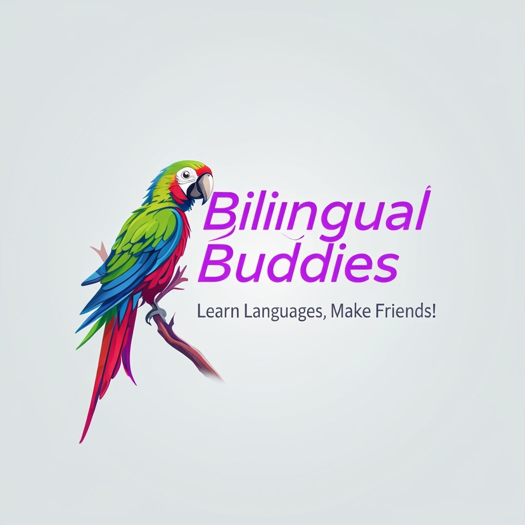 Vibrant Bilingual Buddies Language Club Logo with Parrot