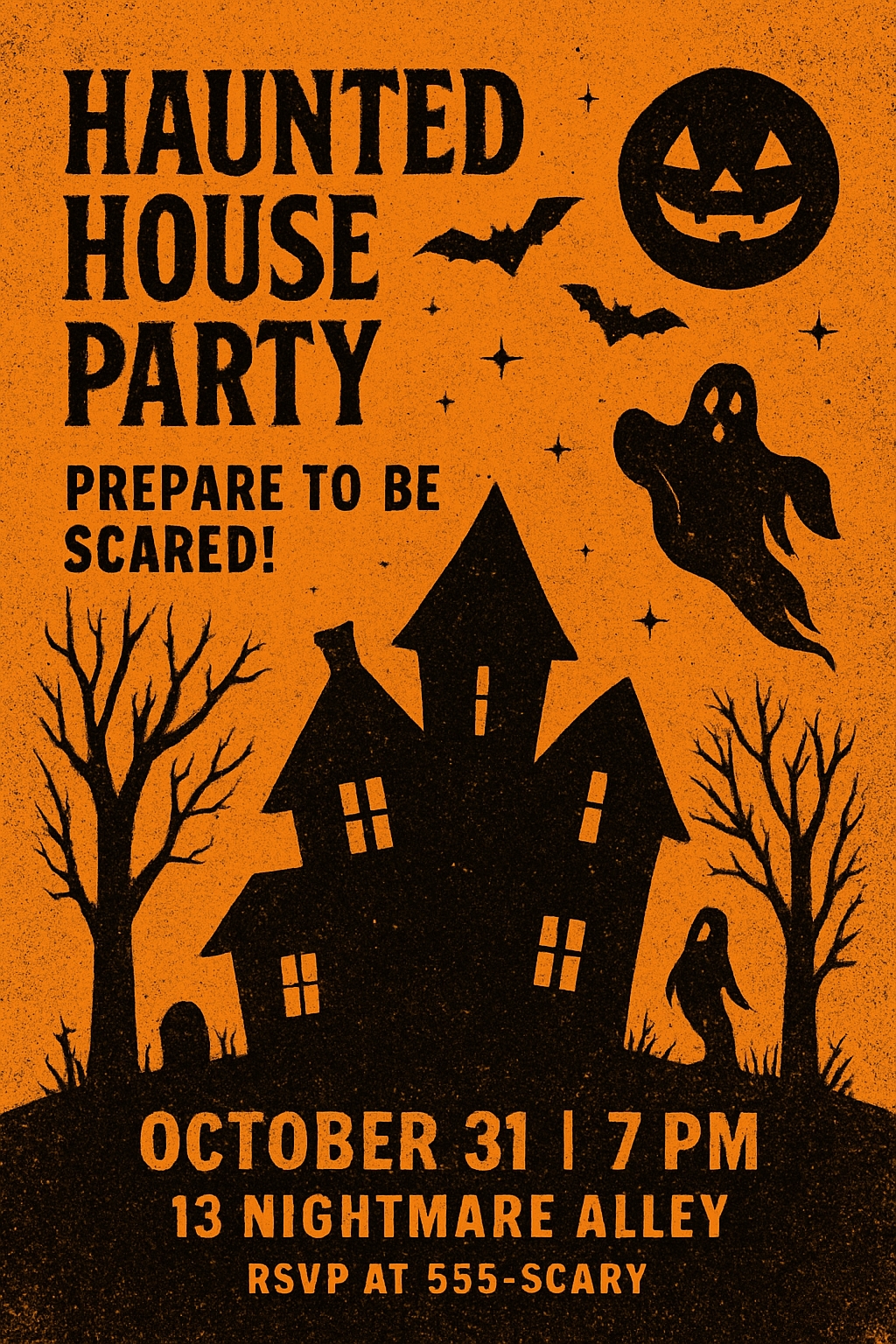Vintage Halloween Haunted House Party Invitation Poster