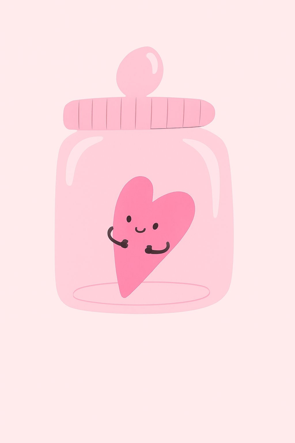 Cheerful Pink Heart in Whimsical Jar Illustration Poster