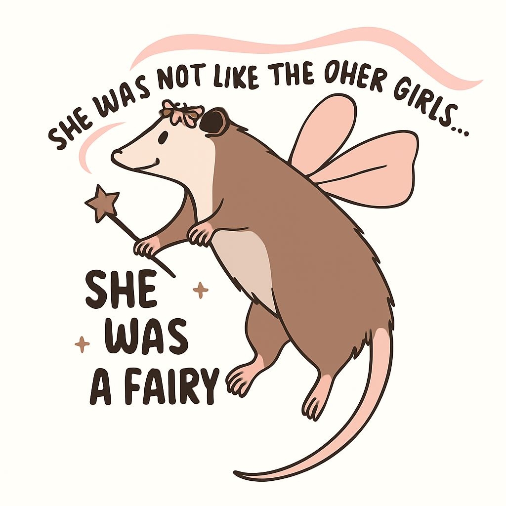 Whimsical Fairy Opossum Cartoon Illustration Mug