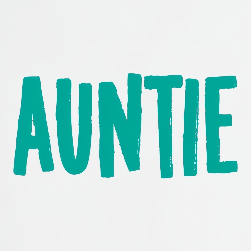 Vibrant Teal AUNTIE Text Design on White Background Mug