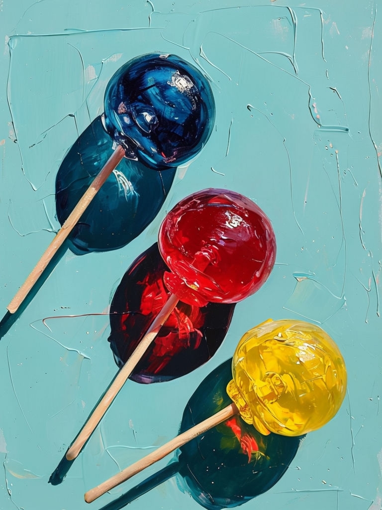 Colorful Candy Lollipops Still Life Painting Art