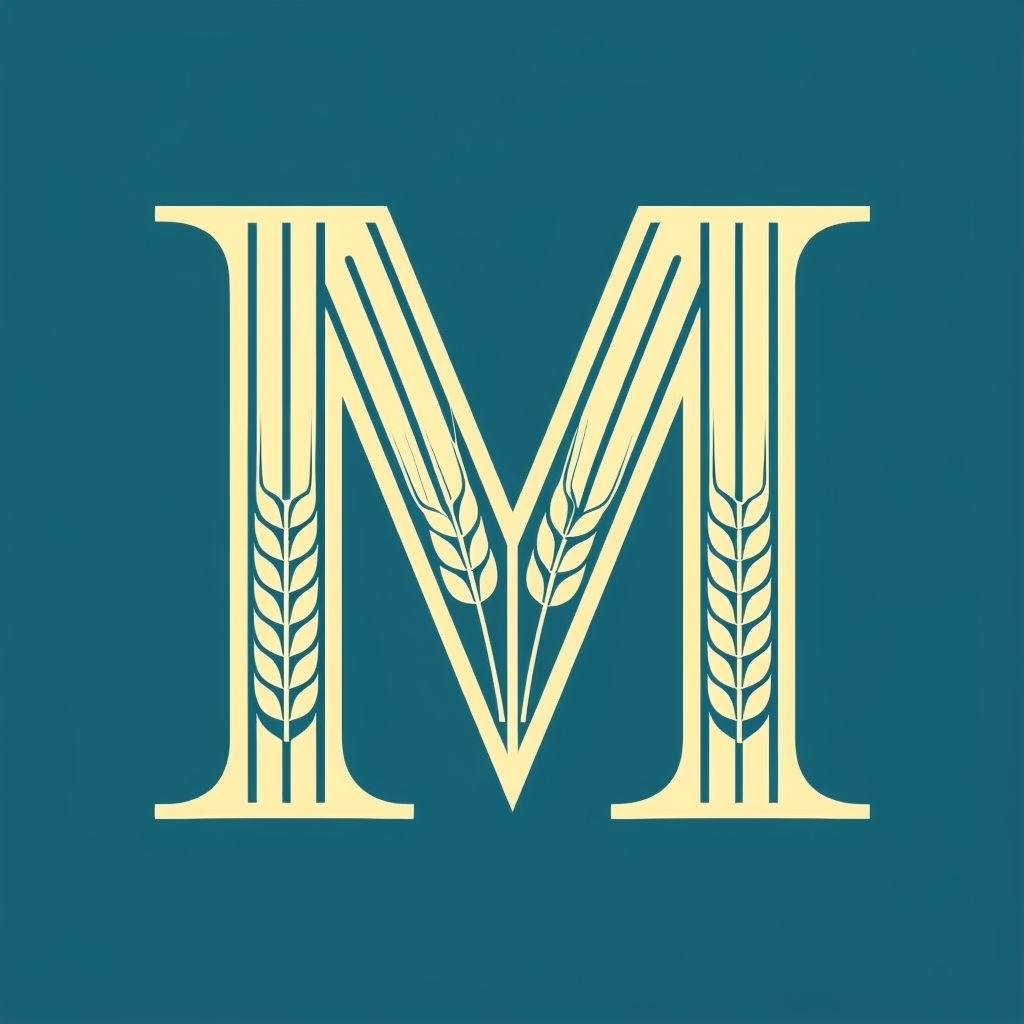 Elegant Art Deco Monogram Design Featuring Letter M in Cream Sticker