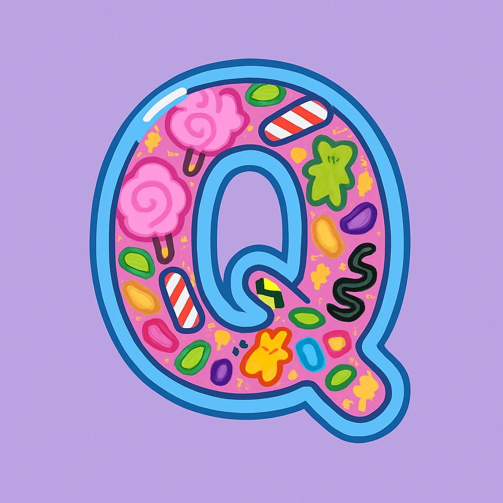 Playful Candy-Themed Letter Q Illustration Sticker