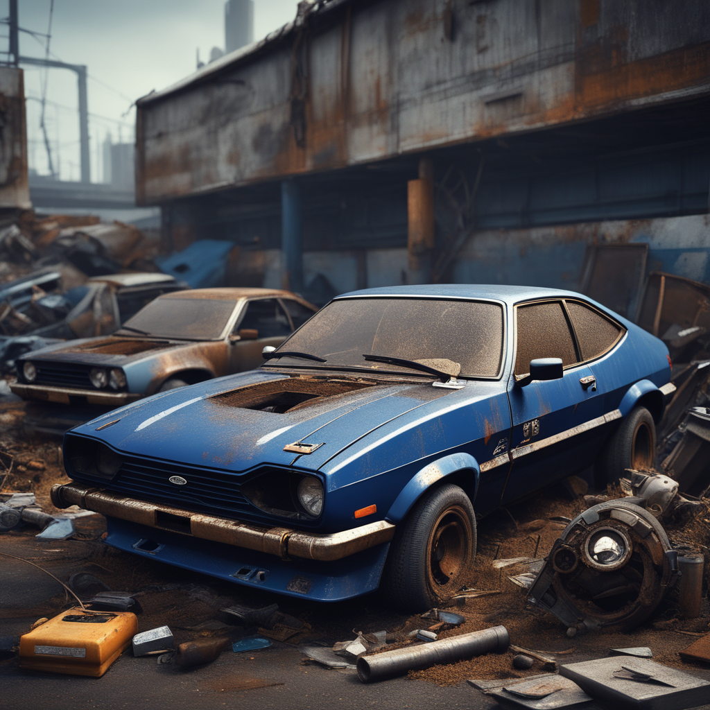 Uncomplete rusty scrapped darkblue ford capri Cyberpunk junk... by Sven ...