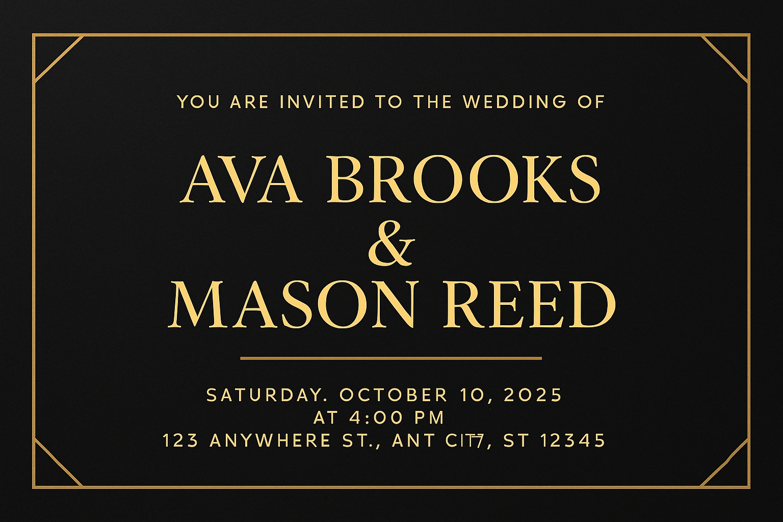 Elegant Black and Gold Wedding Invitation Card Design Cards & Invites