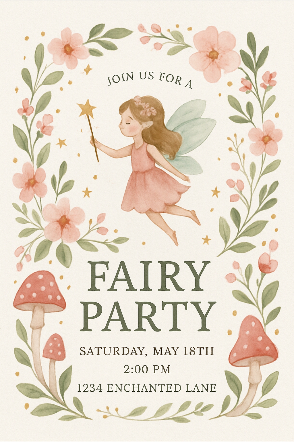 Whimsical Fairy Party Invitation with Magical Illustrations Cards & Invites