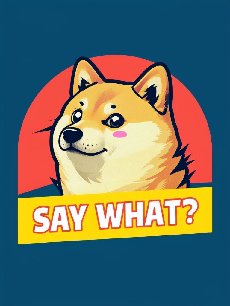 Playful Shiba Inu with Say What? Text Digital Illustration Sticker