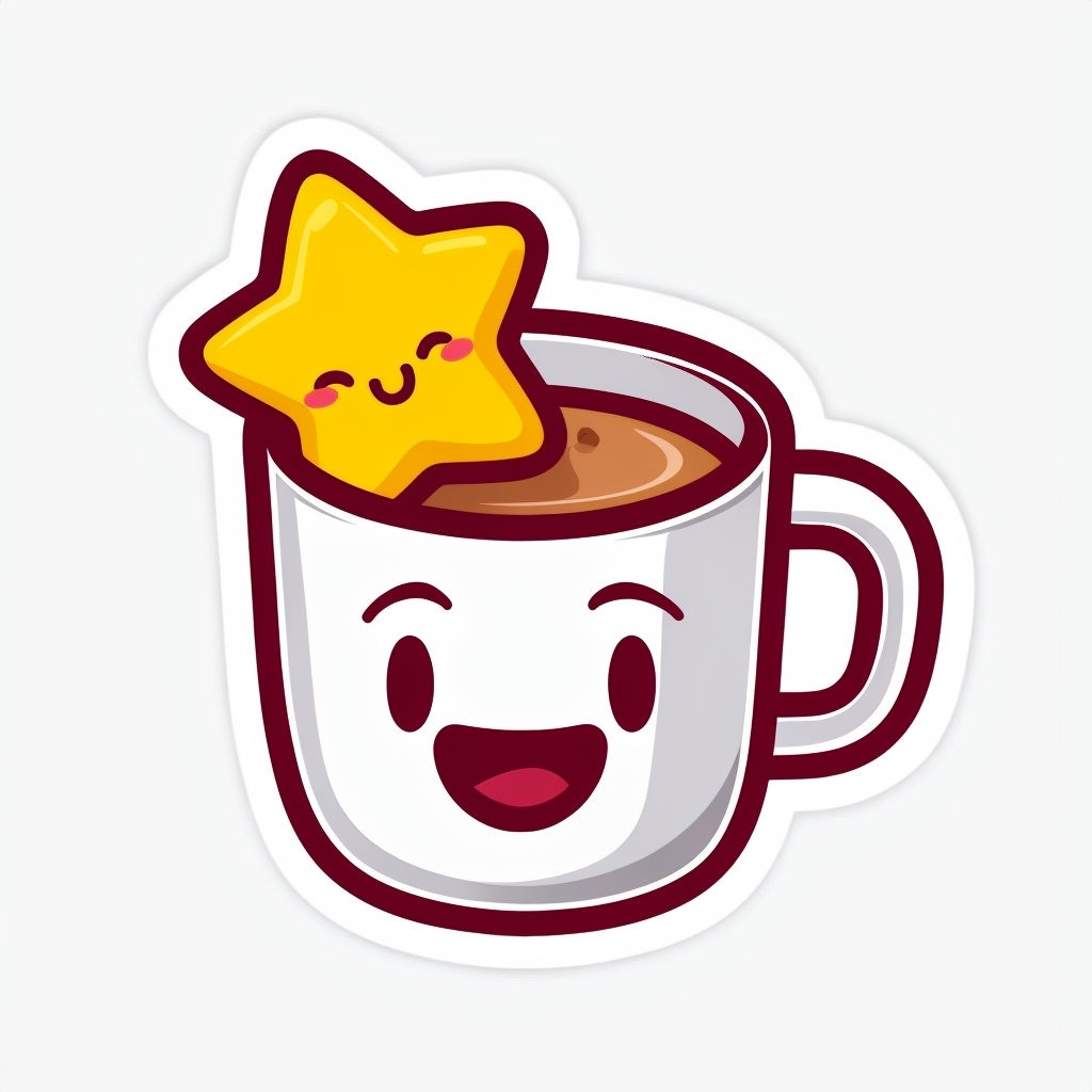 Cheerful Cartoon Smiley Face Mug with Star Sticker