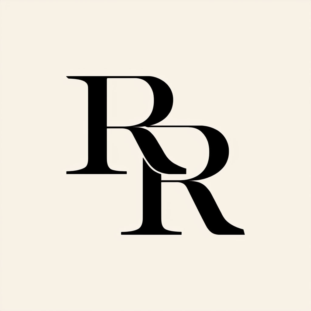 Elegant Black and Beige Minimalist RR Logo Design Monogram