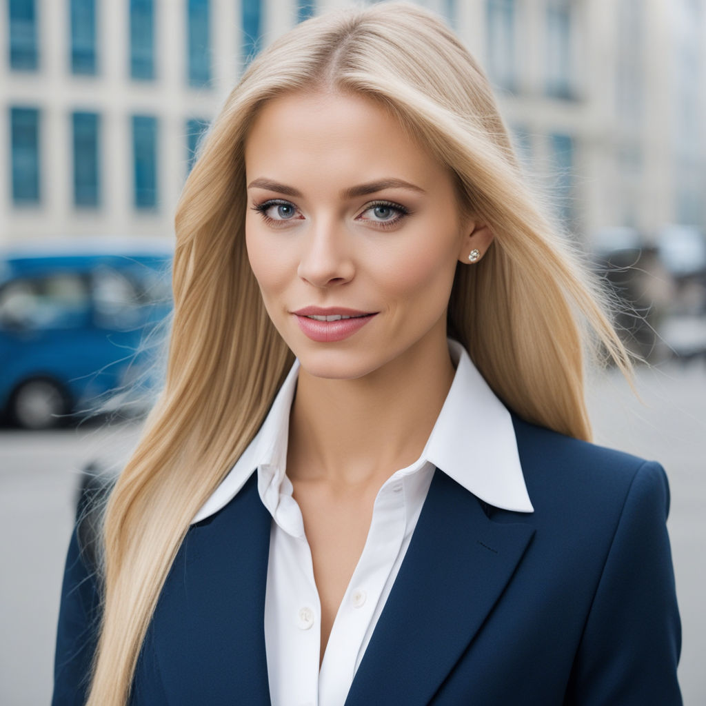 platinum blonde beautiful Scandinavian female businesswoman