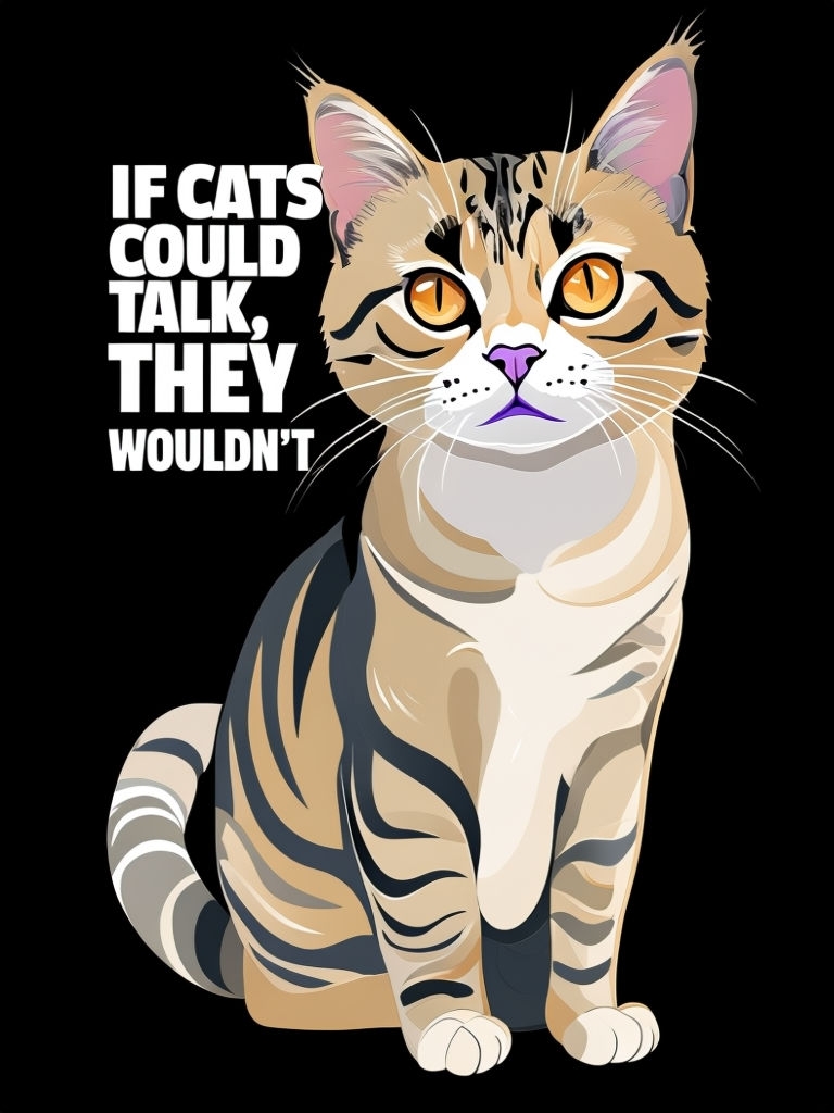 If Cats Could Talk They Wouldn't Humorous Cat Illustration Poster