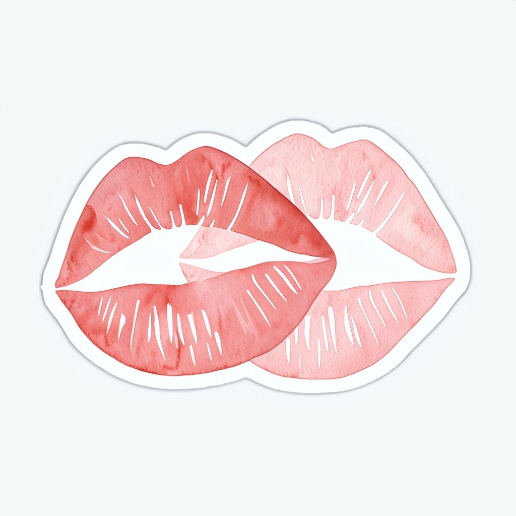 Soft Watercolor Lip Stickers in Coral and Apricot Colors Sticker