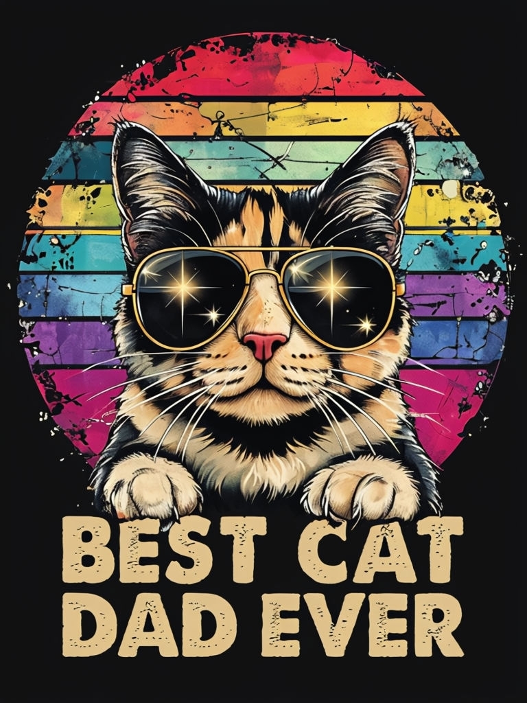 Vintage Calico Cat with Aviator Sunglasses T-Shirt