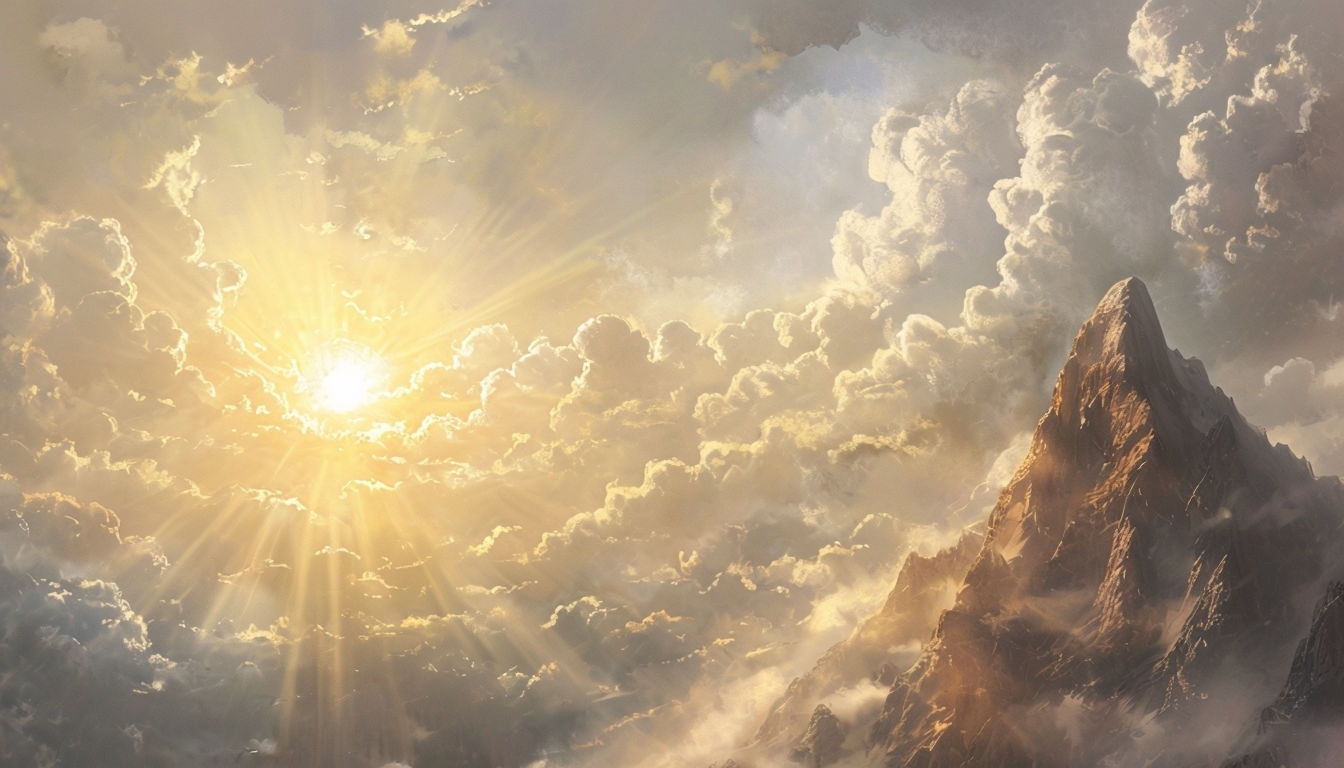 Majestic Sunrise Mountain Landscape Painting for Virtual Backgrounds