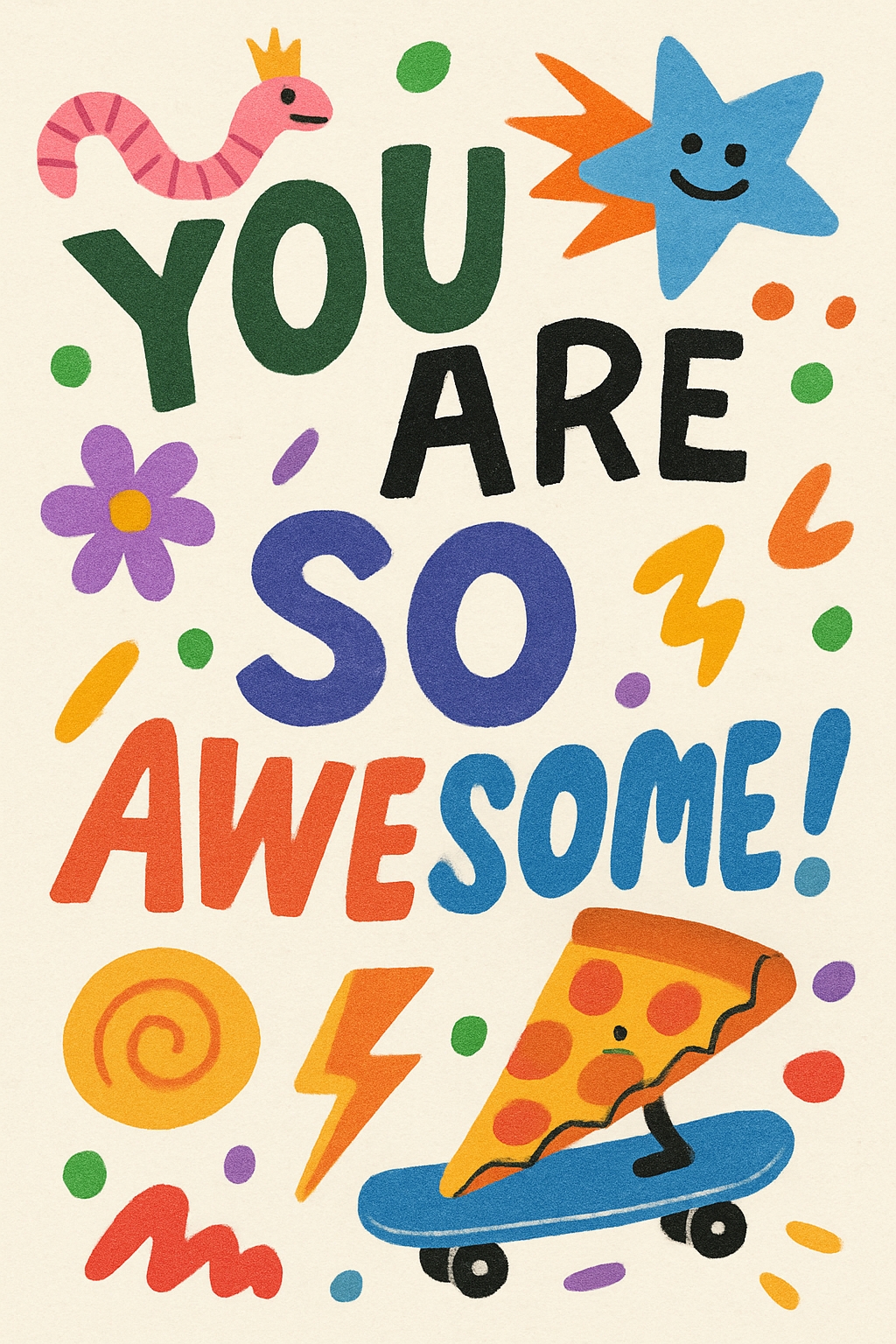 Cheerful 'You Are So Awesome!' Illustrated Greeting Card Design