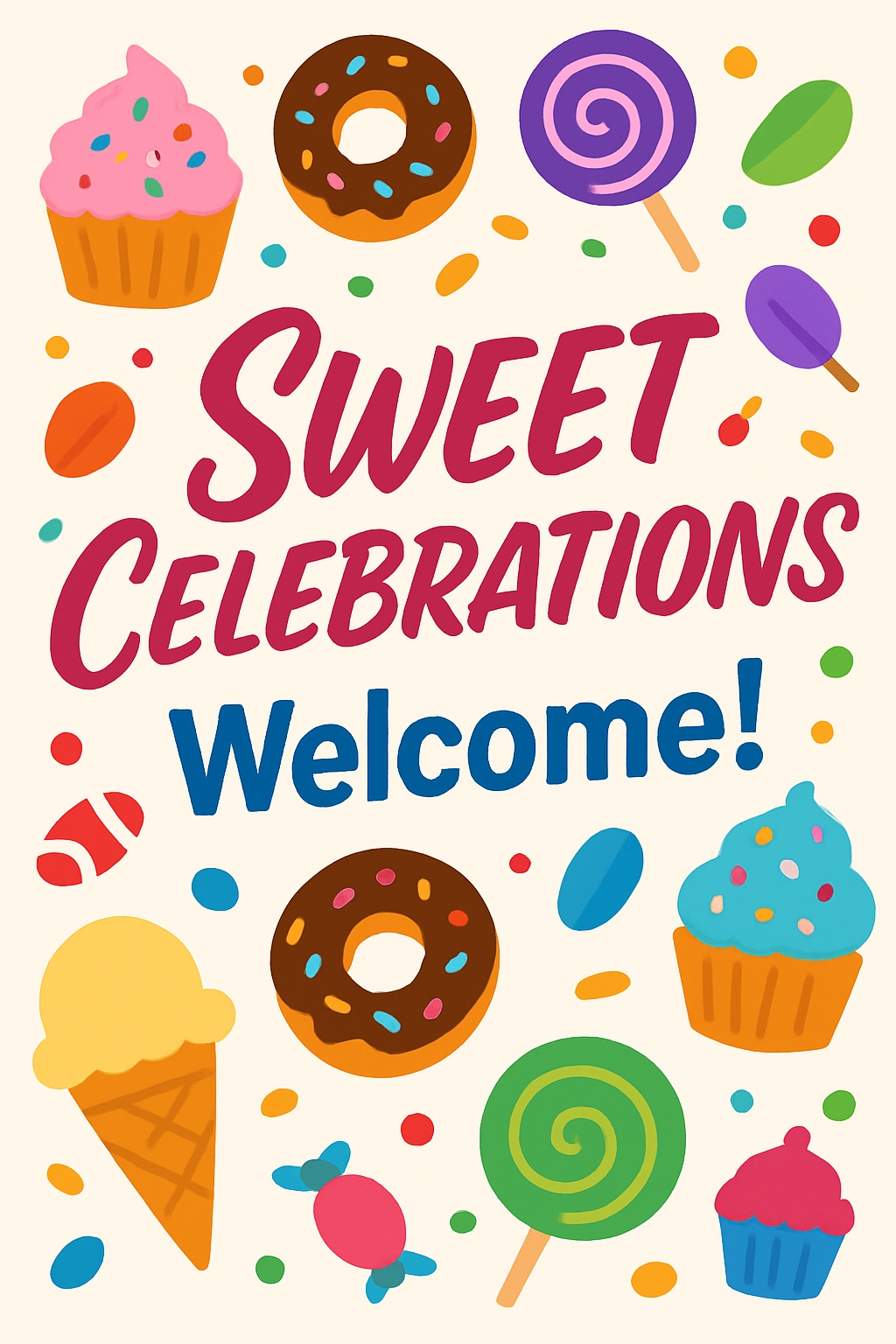 Cheerful Sweet Celebrations Greeting Poster for Events Sign