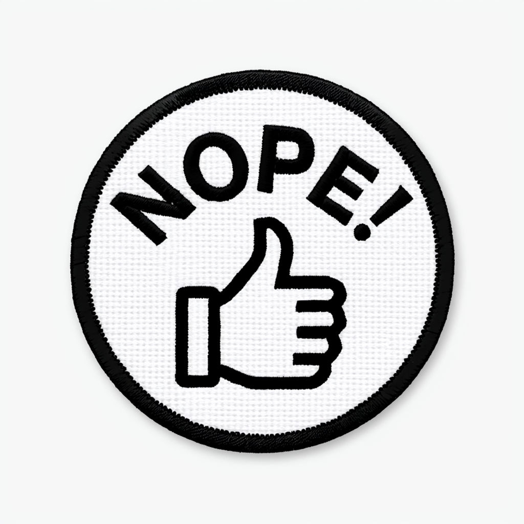 Minimalist 'NOPE!' Embroidered Patch Design for Hats