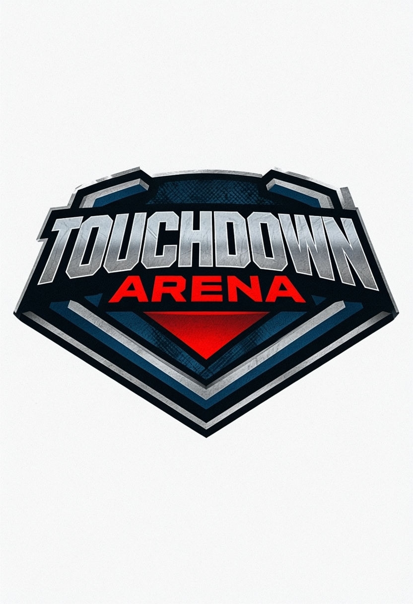 Bold Touchdown Arena Metallic Logo Design for Sports Events Logo