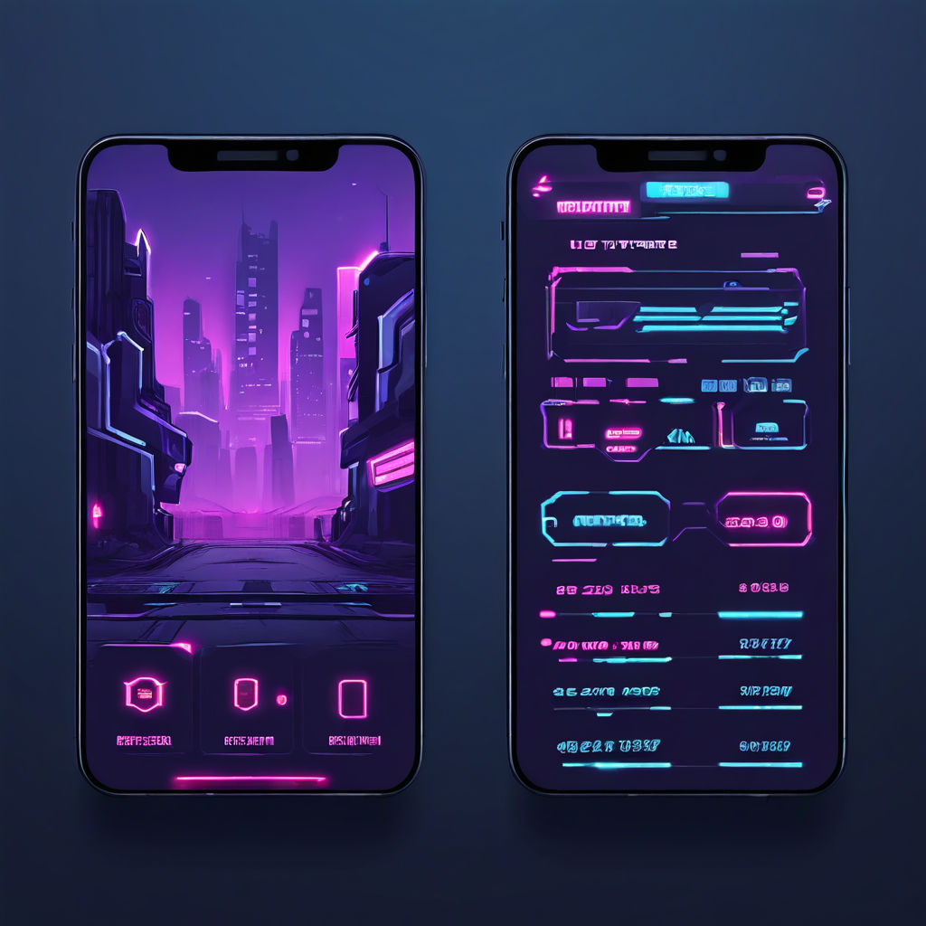 Draw a simple and minimalist UI for a mobile game in a cyber... by Ilya ...