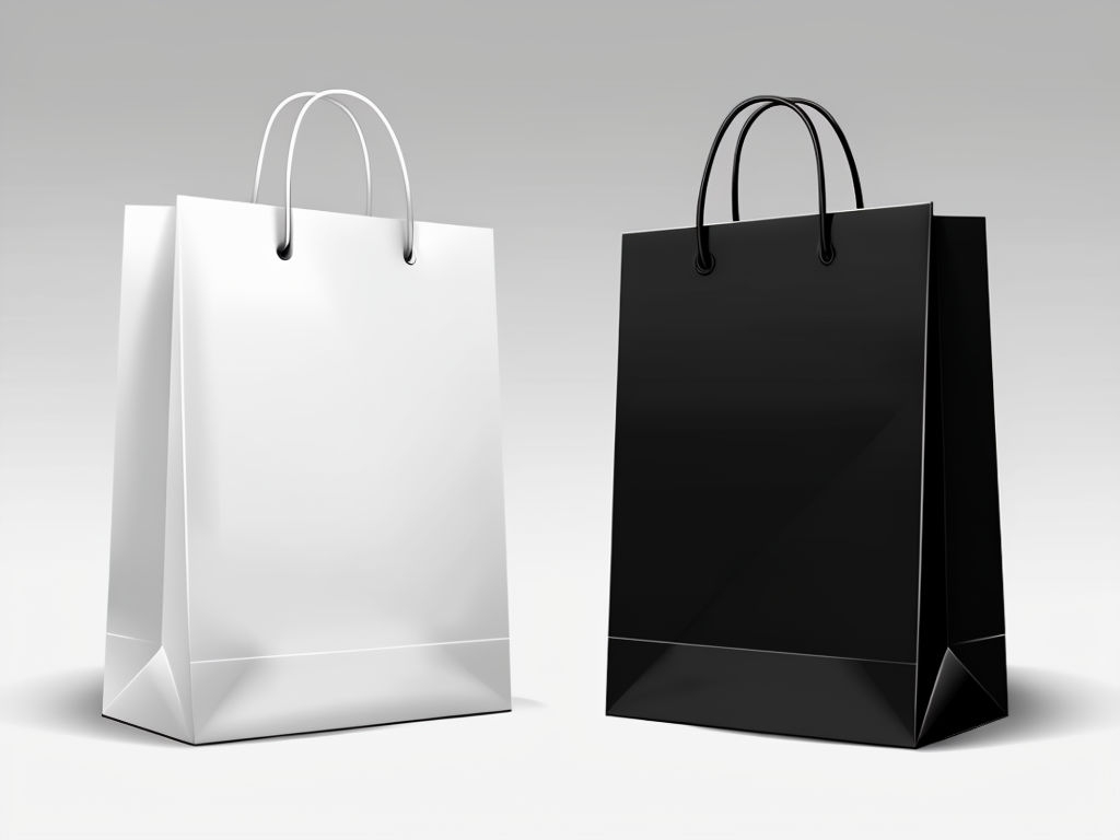 Elegant Minimalist Black and White Shopping Bags Mockup