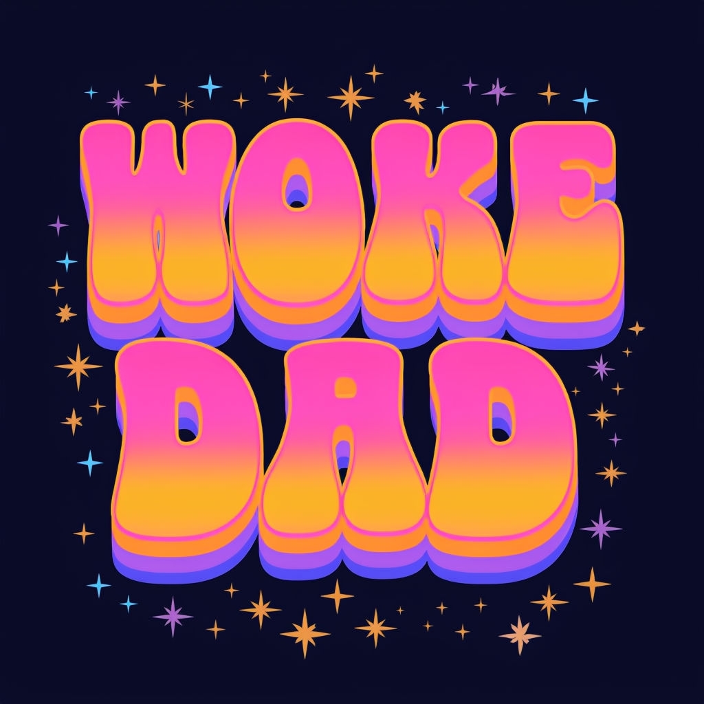 Vibrant Retro Woke Dad Text Design T-Shirt