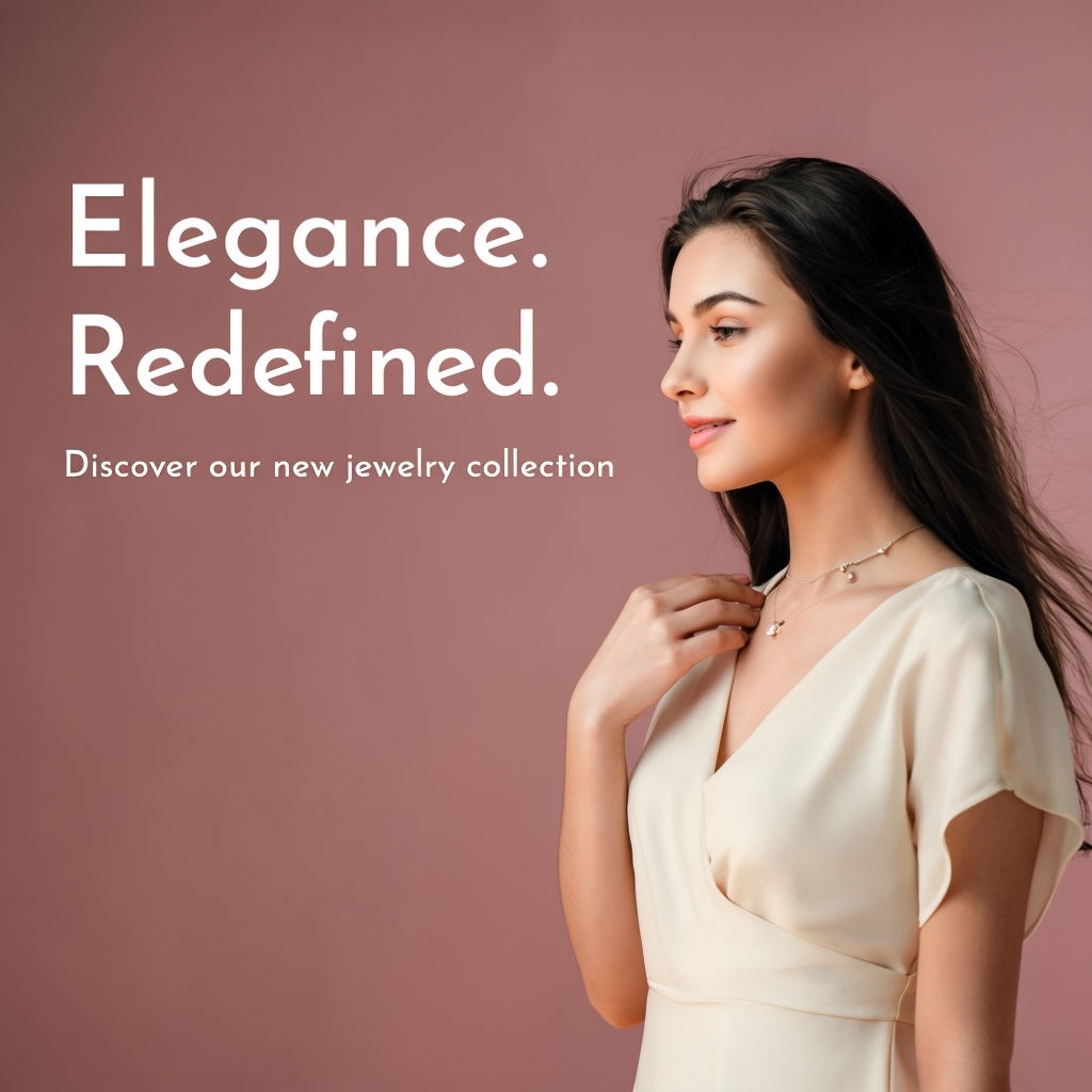 Elegant Jewelry Collection Ad Featuring Graceful Woman Poster