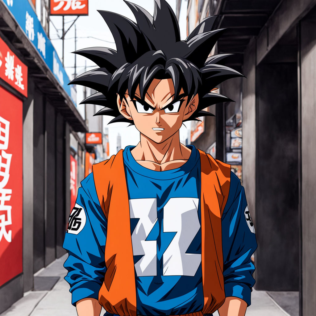 Goku from dragonball z wearing a streetwear attire by shepbeau - Playground