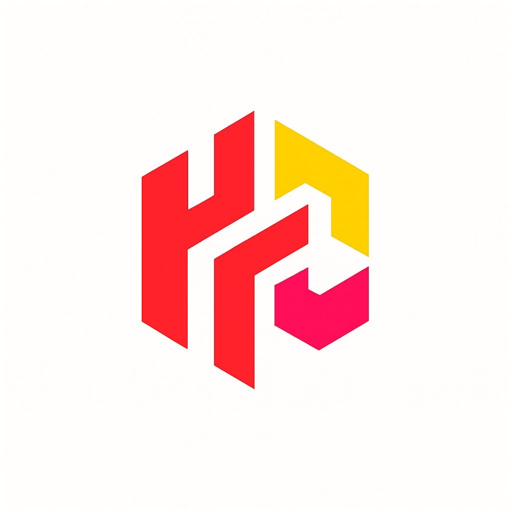 Bold Geometric YZ Logo with Red and Yellow Hexagons Design