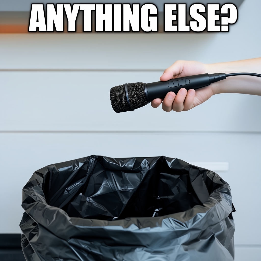 Anything Else? Funny Microphone Trash Bag Moment Meme